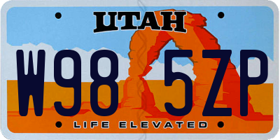 UT license plate W985ZP