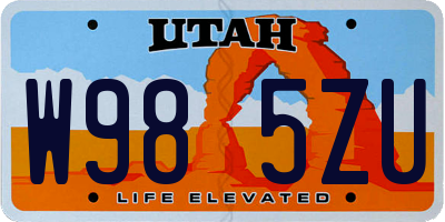 UT license plate W985ZU