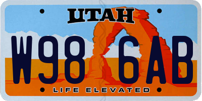 UT license plate W986AB