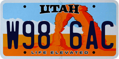 UT license plate W986AC
