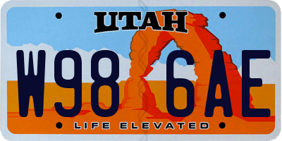 UT license plate W986AE