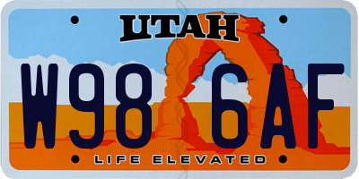 UT license plate W986AF