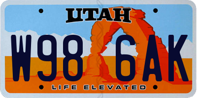 UT license plate W986AK
