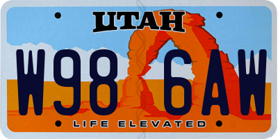 UT license plate W986AW