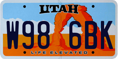 UT license plate W986BK