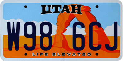 UT license plate W986CJ