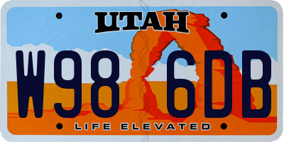 UT license plate W986DB