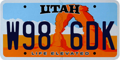 UT license plate W986DK