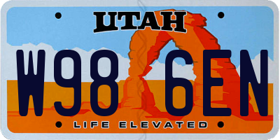 UT license plate W986EN