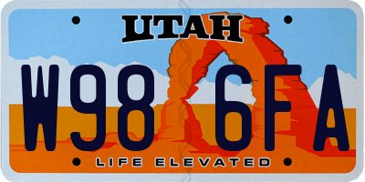 UT license plate W986FA