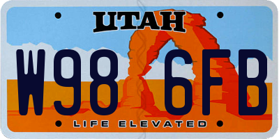 UT license plate W986FB