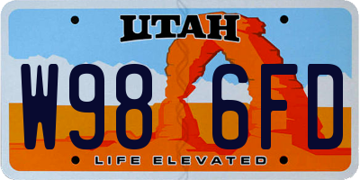 UT license plate W986FD