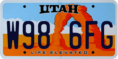 UT license plate W986FG