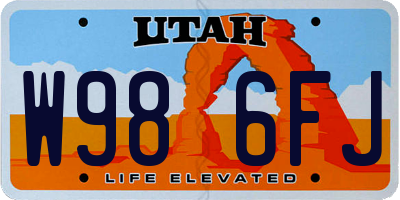 UT license plate W986FJ