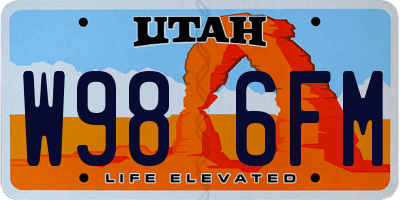 UT license plate W986FM