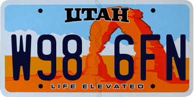 UT license plate W986FN