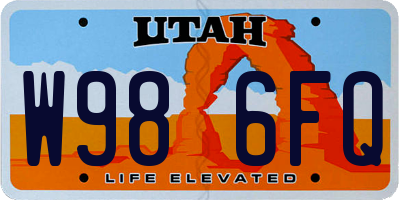 UT license plate W986FQ