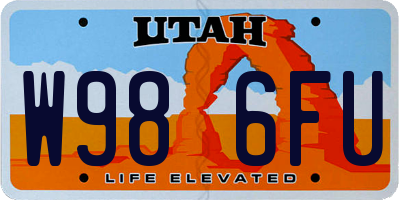 UT license plate W986FU