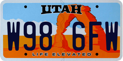 UT license plate W986FW