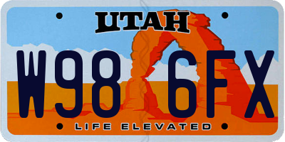 UT license plate W986FX