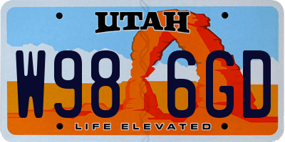 UT license plate W986GD