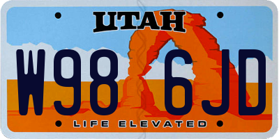 UT license plate W986JD