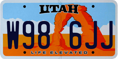 UT license plate W986JJ