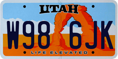 UT license plate W986JK