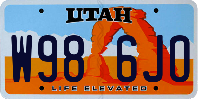 UT license plate W986JO
