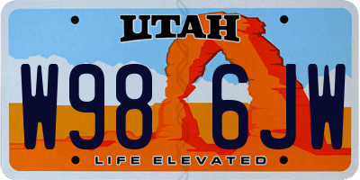 UT license plate W986JW
