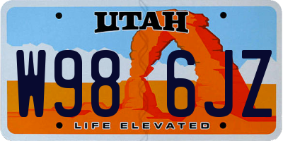 UT license plate W986JZ