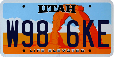UT license plate W986KE