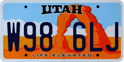 UT license plate W986LJ