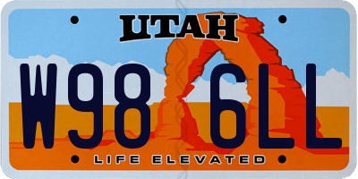 UT license plate W986LL