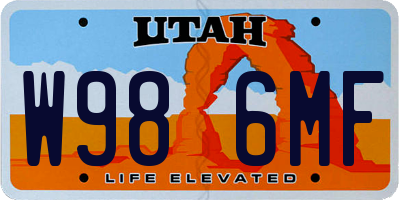 UT license plate W986MF