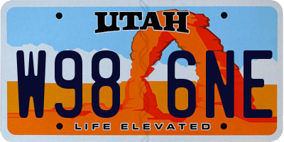 UT license plate W986NE
