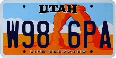 UT license plate W986PA