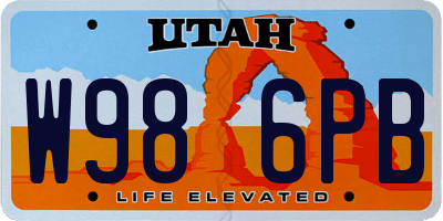 UT license plate W986PB