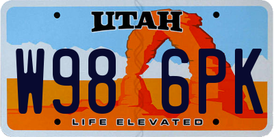 UT license plate W986PK