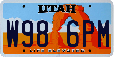 UT license plate W986PM