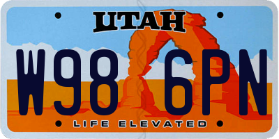 UT license plate W986PN