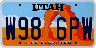 UT license plate W986PW