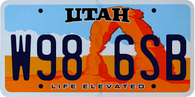 UT license plate W986SB