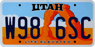 UT license plate W986SC