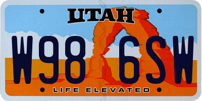 UT license plate W986SW