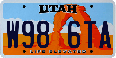 UT license plate W986TA