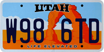 UT license plate W986TD