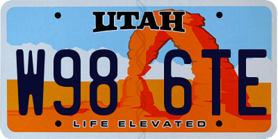UT license plate W986TE