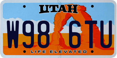 UT license plate W986TU