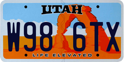 UT license plate W986TX